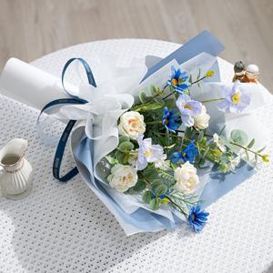 양귀비 조화 꽃다발 블루 set 51cm 인테리어 꽃 선물 장식 기념일 졸업식 발표회 학예회