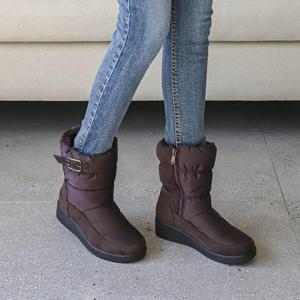 [신꼬가세] 여성  패딩 지퍼 겨울 털 앵클 방수 부츠