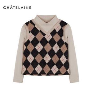 [올리비아하슬러]직영_아가일 베스트 목폴라 티셔츠_HCBWTS202