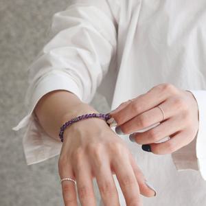 바이데이지 0SB051 2월탄생석 자수정 원석 실버팔찌