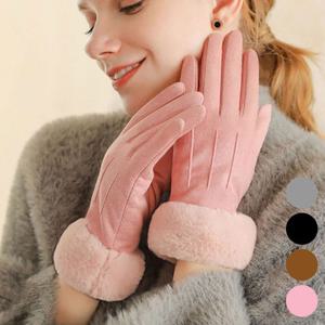 여성 겨울 방한 용품 터치 고급 스웨이드 털 장갑 (WB16051)