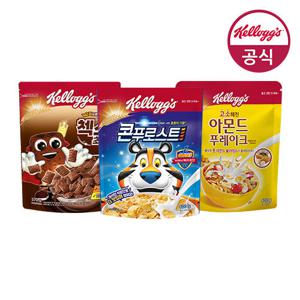 켈로그 시리얼 콘푸로스트 600g + 첵스초코 570g + 아몬드 푸레이크 600g