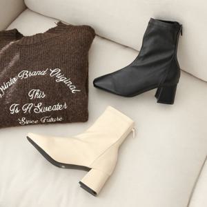 [비비오] 발편한 기모부츠 여성 빅사이즈 삭스 스판 앵클부츠 힐 ML4129