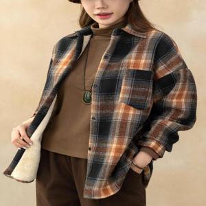 [디얼마미][디얼마미] 안감 양털 타탄 체크 남방 /마담 미시 중년 여성 빅사이즈 40대 50대