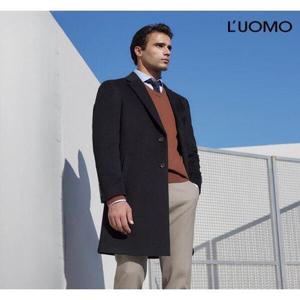 [워모 ]워모 남성 울 캐시미어 블렌딩 패디드 체스터코트 블랙