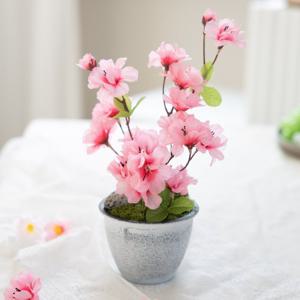 진달래 조화 화분 메이드 15x30cm 인테리어 봄 꽃 테이블 장식 소품 행사 꾸미기