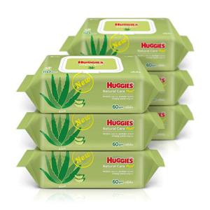 하기스 물티슈 내츄럴케어 플러스 캡형 64매 6팩