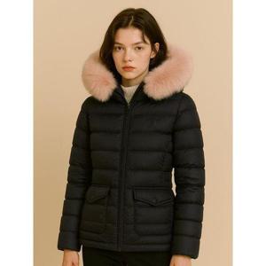 [맥케이슨]여성 후드 폭스퍼 트리밍 미들 구스다운 패딩점퍼 블랙 MCW4JD643BLK