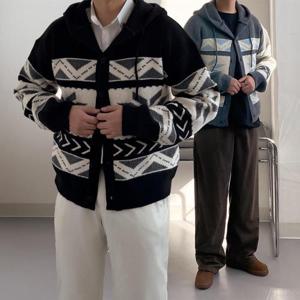 [노멀쉐이크][1+1/당일출고] 캐시미어 스노우 노르딕 겨울 가디건 3color 두꺼운 후드 코위찬 니트