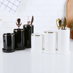 카밀리아 모던 도자기 물빠짐 수저통 3구세트