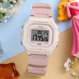 카시오 W-218HC-4A2 스퀘어 파스텔 알람 학생 전자 남녀공용 우레탄 시계 d