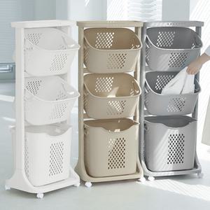 모던 트롤리 스윙 3단 빨래바구니