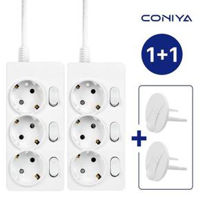 1+1 코니야 멀티탭 개별스위치 3구 4.5m 국산 멀티콘센트