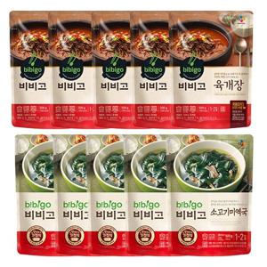 비비고 육개장 500g x 5팩 + 미역국 500g x 5팩