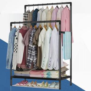 [BZI0J90J_51]스탠드 2단 철제 조립식 수납 튼튼한 옷 행거