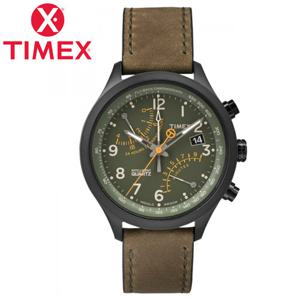 [正品][TIMEX] T2P381 타이맥스 브라운 가죽 밴드 시계 인디글로나이트 크로노그라프 10기압 방수