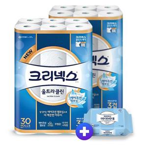 크리넥스 화장지 울트라 클린 25m30롤2팩+비데46매
