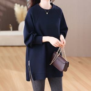 [블랙퀸] 카브 사이드지퍼 루즈핏 롱티셔츠 blk002208