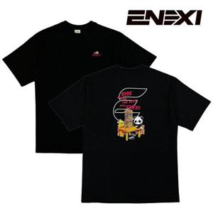 [에넥시] 남여 쿨론 기능성 캐쥬얼  판다 티셔츠 블랙 (배드민턴 탁구 헬스)