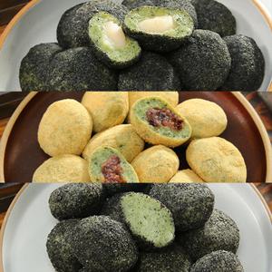 [고수록]전통떡 3종세트(검정깨두텁떡 2봉+콩고물찹쌀떡2봉+검정깨인절미2봉)
