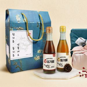 [장인의주방]100%통깨 국내 저온착유 들기름300ml+참기름300ml 선물세트