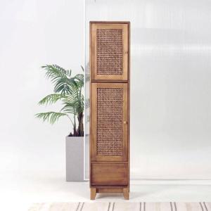 까유 라탄 1800 키 높은 틈새 원목 수납장 내추럴오크