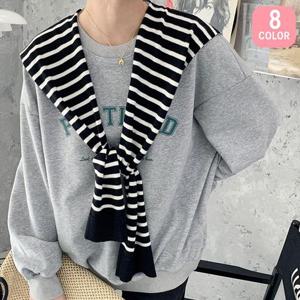 스트라이프 어부바 숄 페이크 가디건 어깨 니트 가을 레이어드 여성 WFKKJA8