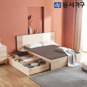 동서가구 유주얼 편백 원목 퀸 Q 와이드헤드 황토숯 흙침대 빅 서랍형 DF642726