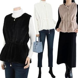 [제니유]메이비 여성 겨울 밍크 퍼 베스트 조끼