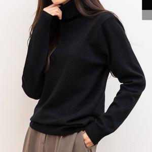 BLEO 여성 가을 겨울 스웨터 따뜻한 데일리 목폴라 니트티