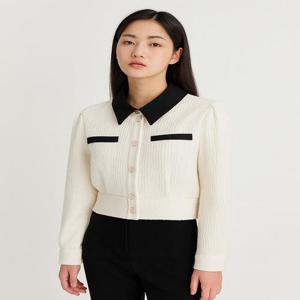 [올리브데올리브][올리브데올리브] 카라배색트위드자켓