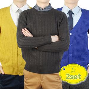 2종세트 꽈베기 와플 가디건 라운드니트 PT951n953택2 BEST
