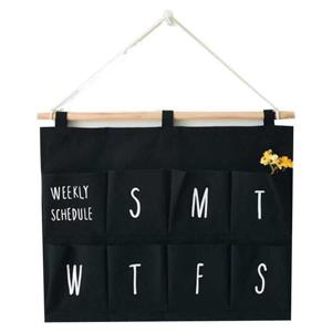 벽장식 포켓 수납함 블랙 8칸 패브릭 요일별 정리