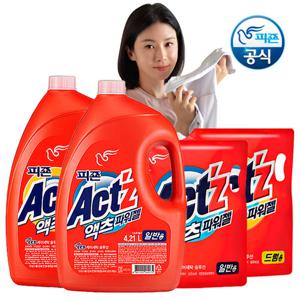 액츠 대용량 세탁세제 4.21Lx2+2.0Lx2(용기+리필)