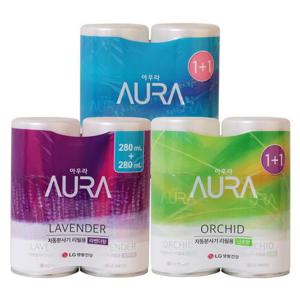 아우라 자동분사 방향제 리필 280ml+280ml 택1 /난초 유칼립투스 라벤더