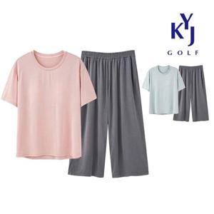 [김영주골프][김영주골프] 여름 여성 노브라 잠옷 홈웨어 브라 캡내장 실내복 세트 KOMLSE03