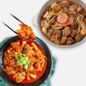 [새담] 춘천직송 순살 춘천닭갈비 500g x 2팩 + 간장닭갈비 500g x 2팩(국내산 닭)