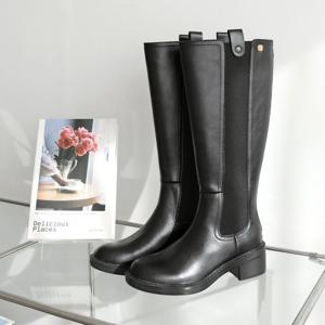 [비비오] 가죽 스판 통굽 여성 빅사이즈 하비 통넓은 롱부츠 NB626