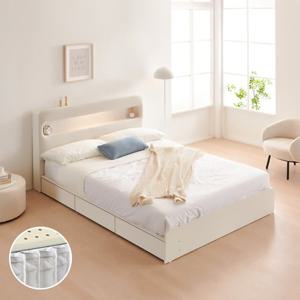 동서가구 클라우드 아쿠아패브릭 LED 1단 3서랍 수납침대 Q 케미컬폼매트포함 DF924824