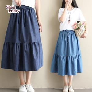 [쉬즈프리티] 썸머투어데님밴딩스커트