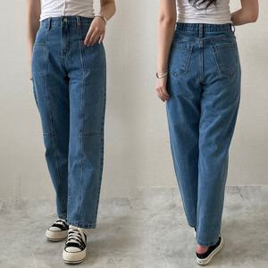 빅사이즈청바지 P127L410 뎀워싱반하이배기팬츠 LO