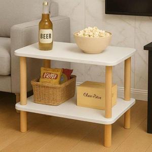 갤러리아_피칸데코 조립식 2단 나무테이블 60x30x53 미니테이블