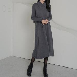 [로즈미] [55~77] 로모 니트 베스트 원피스 세트