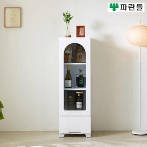 (착불배송) 파란들가구 화이트 400 서랍유리문장식장 틈새수납장 거실장식장