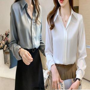 여성 오피스룩 카라 셔츠 블라우스 정장 히든 버튼 (WD82B14)