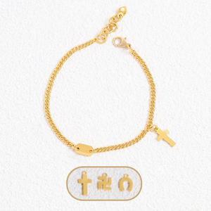 [골드모아] 여자 순금 팔찌 십자가 만자 말발굽 3.75g [심플 스틱 블레스]