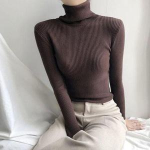 여성 목티 폴라티 골지 데일리 목폴라티 긴팔 티셔츠