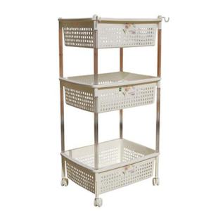 정리대 다용도 이동식 3단 트롤리 대형 바퀴 선반 트레이 HW8D89ED