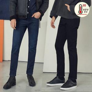 ★2종세트★ACP 남성 일자핏 부스터 본딩 데님팬츠_블랙 다크인디고 2종