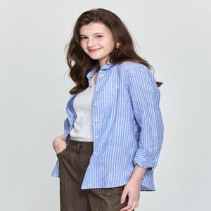 헤지스 여성 린넨 스트라이프 셔츠 블루  (HSSH5BC31B3)